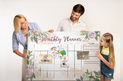 Tableau de liège Calendrier mensuel à motifs floraux