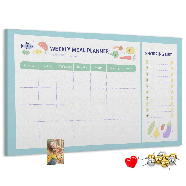 Tableau affichage liège Planificateur de repas pour toute la semaine