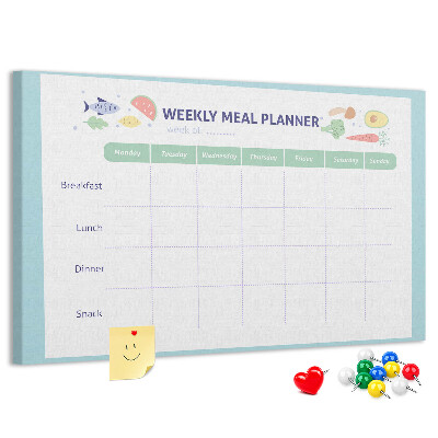 Tableau en liège Planificateur de repas pour chaque semaine