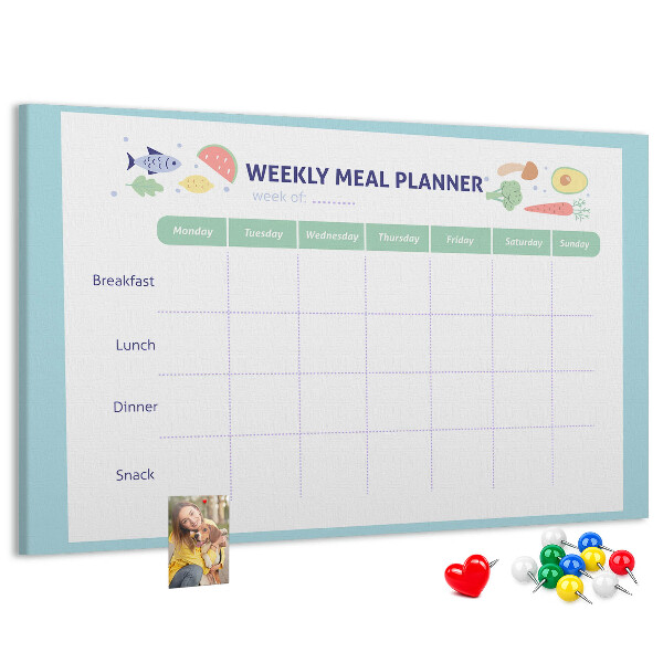 Tableau en liège Planificateur de repas pour chaque semaine