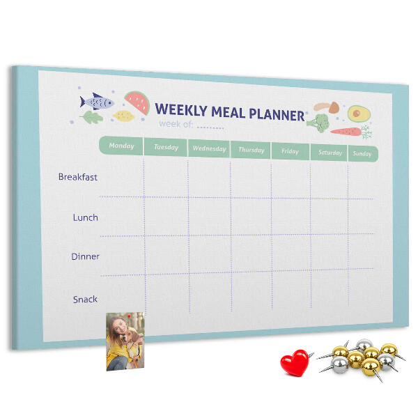 Tableau en liège Planificateur de repas pour chaque semaine