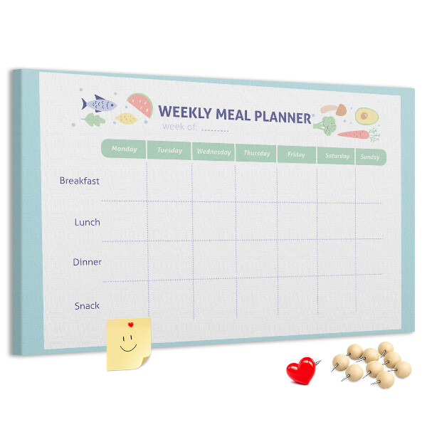Tableau en liège Planificateur de repas pour chaque semaine