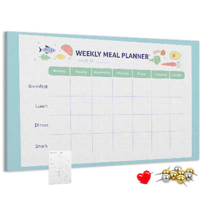 Tableau en liège Planificateur de repas pour chaque semaine
