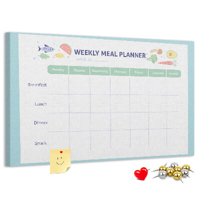 Tableau en liège Planificateur de repas pour chaque semaine