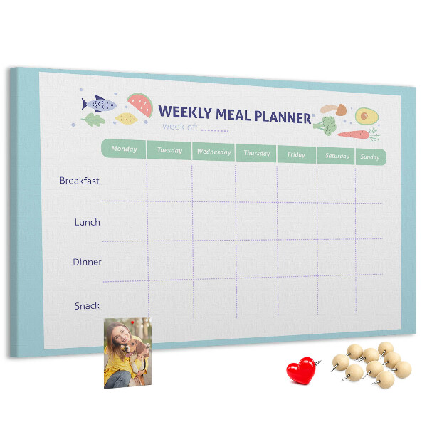 Tableau en liège Planificateur de repas pour chaque semaine