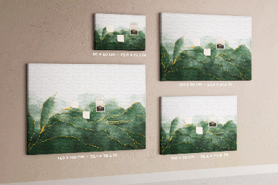 Tableau en liège Des touches dorées sur des feuilles vertes
