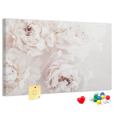 Tableau affichage liège Délicates pivoines blanches sur fond clair