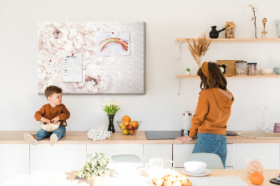 Tableau affichage liège Délicates pivoines blanches sur fond clair