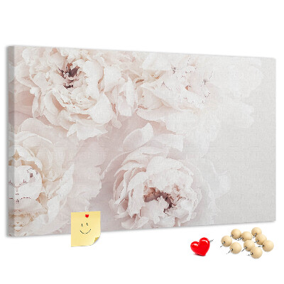 Tableau affichage liège Délicates pivoines blanches sur fond clair