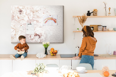 Tableau affichage liège Délicates pivoines blanches sur fond clair
