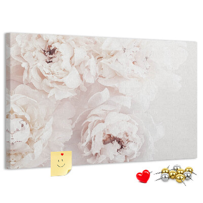 Tableau affichage liège Délicates pivoines blanches sur fond clair