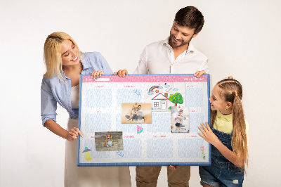 Tableau affichage liège Agenda annuel coloré à motif de fruits
