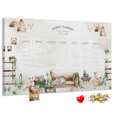 Tableau affichage liège Agenda hebdomadaire à la maison