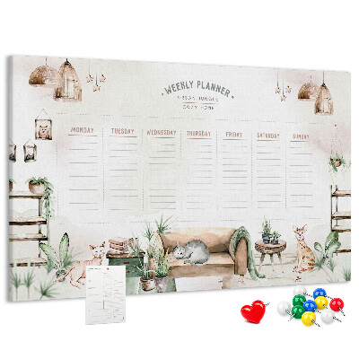 Tableau affichage liège Agenda hebdomadaire à la maison