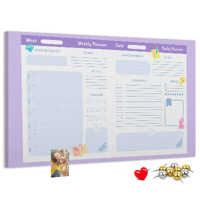 Tableau affichage liège Agenda hebdomadaire avec des touches de couleur