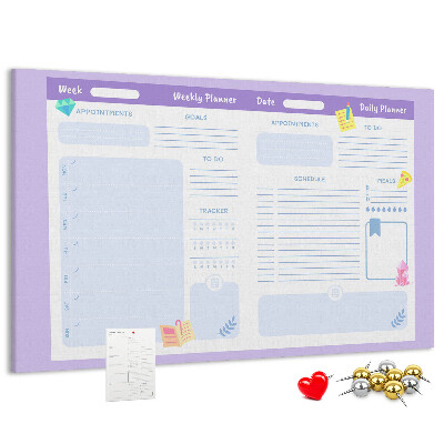 Tableau affichage liège Agenda hebdomadaire avec des touches de couleur