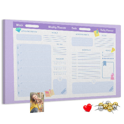Tableau affichage liège Agenda hebdomadaire avec des touches de couleur