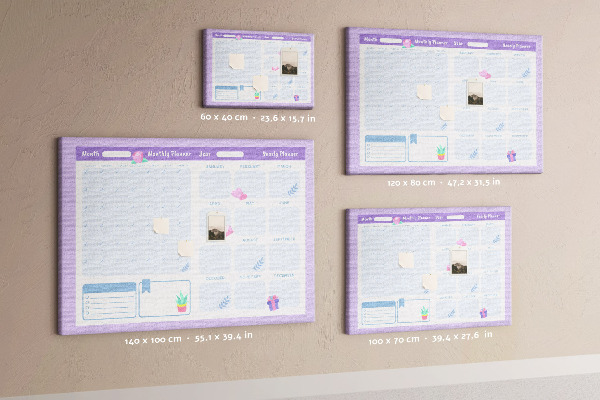 Tableau de liège Agenda annuel aux couleurs pastel