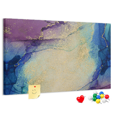 Tableau en liège Motif abstrait dans les tons de bleu.