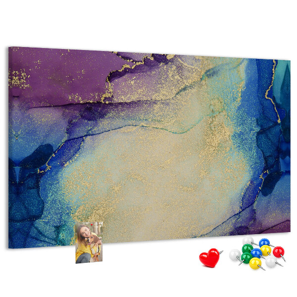 Tableau en liège Motif abstrait dans les tons de bleu.