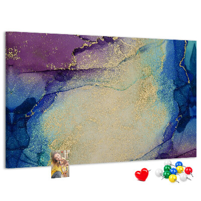 Tableau en liège Motif abstrait dans les tons de bleu.