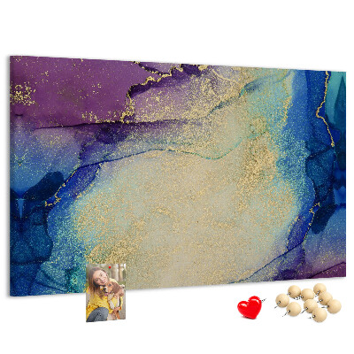 Tableau en liège Motif abstrait dans les tons de bleu.