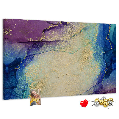 Tableau en liège Motif abstrait dans les tons de bleu.