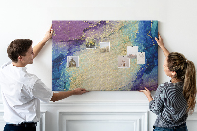 Tableau en liège Motif abstrait dans les tons de bleu.