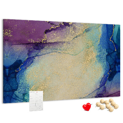 Tableau en liège Motif abstrait dans les tons de bleu.