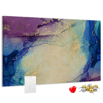 Tableau en liège Motif abstrait dans les tons de bleu.