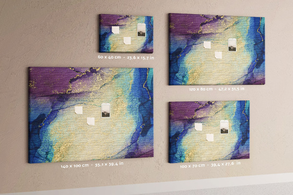 Tableau en liège Motif abstrait dans les tons de bleu.