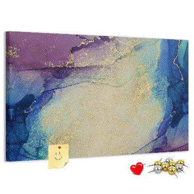 Tableau en liège Motif abstrait dans les tons de bleu.