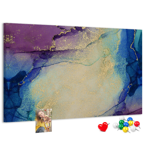 Tableau en liège Motif abstrait dans les tons de bleu.