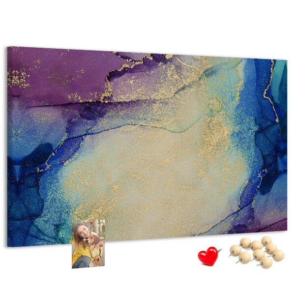 Tableau en liège Motif abstrait dans les tons de bleu.