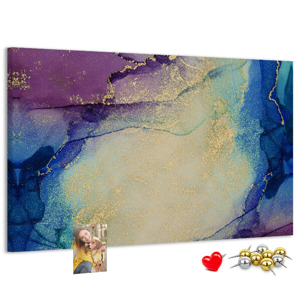 Tableau en liège Motif abstrait dans les tons de bleu.