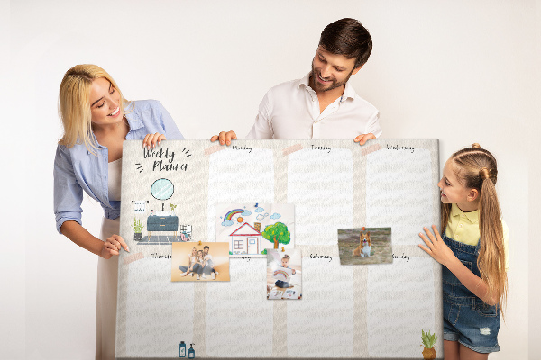 Tableau affichage liège Agenda hebdomadaire au design minimaliste
