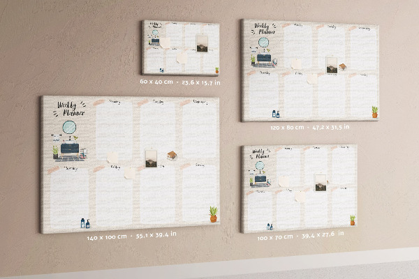 Tableau affichage liège Agenda hebdomadaire au design minimaliste