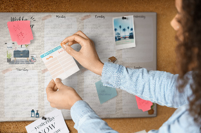 Tableau affichage liège Agenda hebdomadaire au design minimaliste