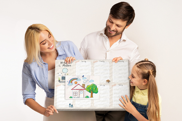Tableau affichage liège Agenda hebdomadaire au design minimaliste