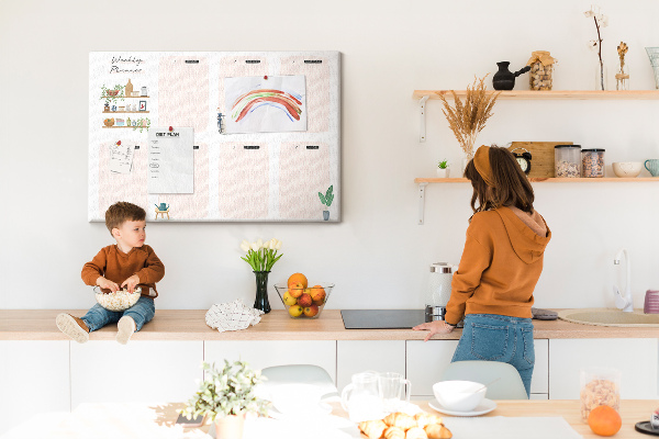 Tableau affichage liège Agenda hebdomadaire avec des éléments végétaux