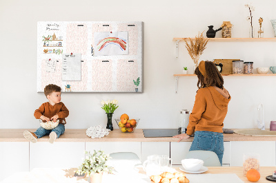 Tableau affichage liège Agenda hebdomadaire avec des éléments végétaux