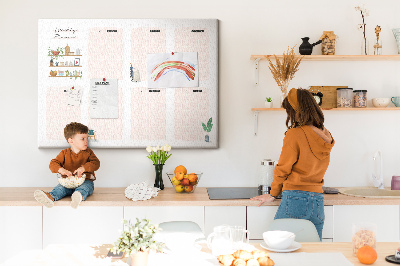 Tableau affichage liège Agenda hebdomadaire avec des éléments végétaux