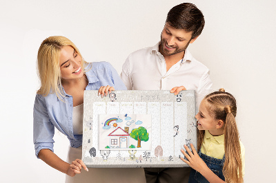 Tableau en liège Agenda hebdomadaire avec des animaux de la forêt