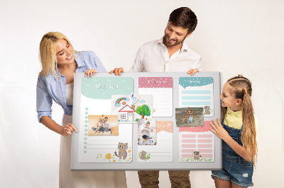 Tableau de liège Des chatons mignons sur des notes colorées