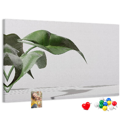 Tableau affichage liège Feuilles délicates sur fond minimaliste
