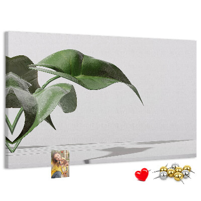 Tableau affichage liège Feuilles délicates sur fond minimaliste