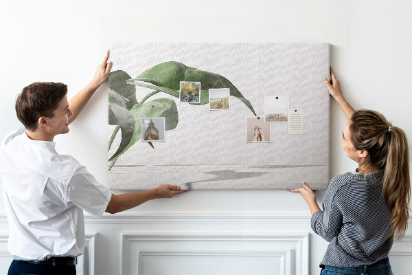 Tableau affichage liège Feuilles délicates sur fond minimaliste