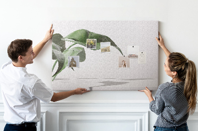 Tableau affichage liège Feuilles délicates sur fond minimaliste