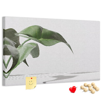 Tableau affichage liège Feuilles délicates sur fond minimaliste