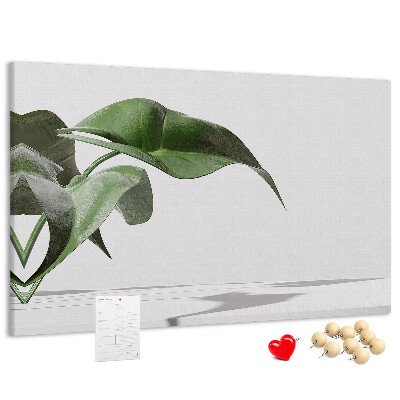 Tableau affichage liège Feuilles délicates sur fond minimaliste